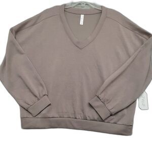 Stylus Womens V Neck Long Sleeve Beige Pullover Sweater Size XL NWT